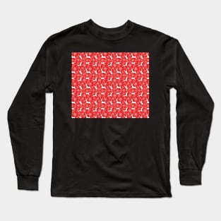 Reindeer Silhouettes and Snowflakes Long Sleeve T-Shirt